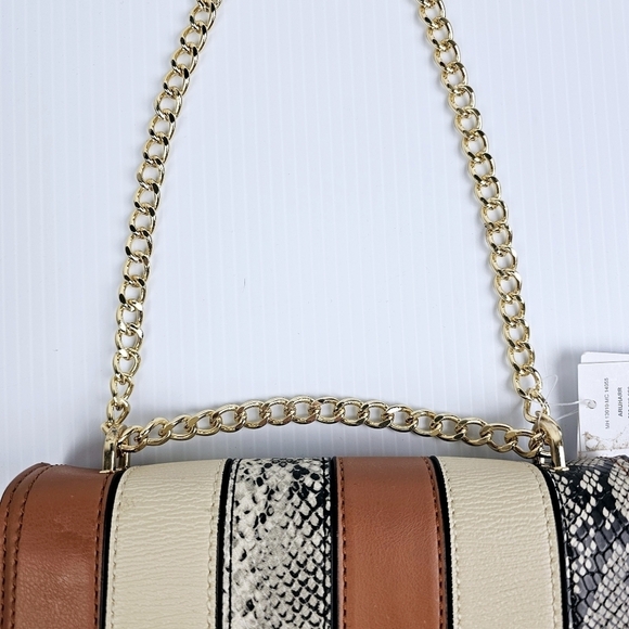 Aldo Snake Print Striped Gold Hardware Crossbody Purse NWT - Picture 6 of 15